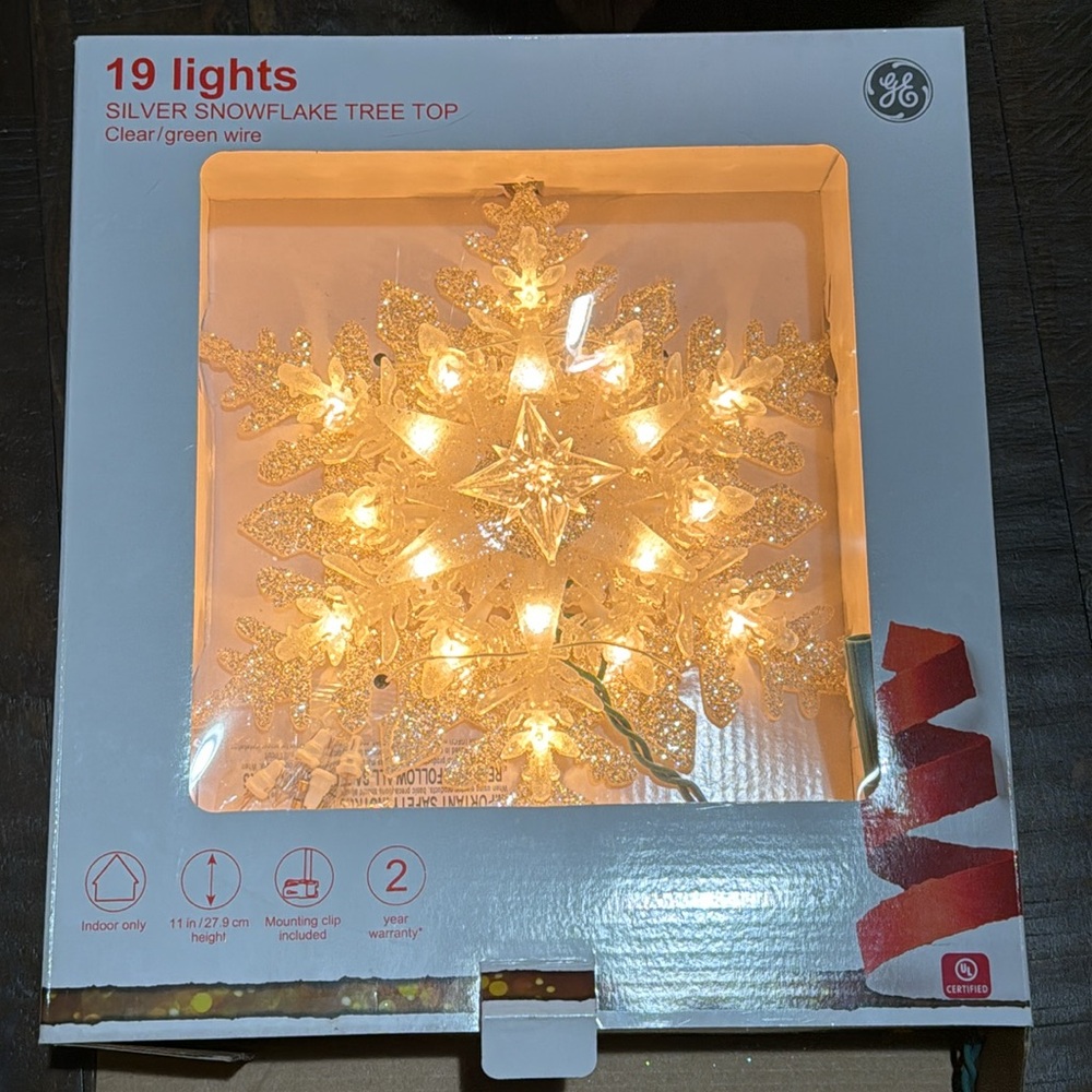 GE Silver Snowflake Tree Topper - Picture 4 of 5